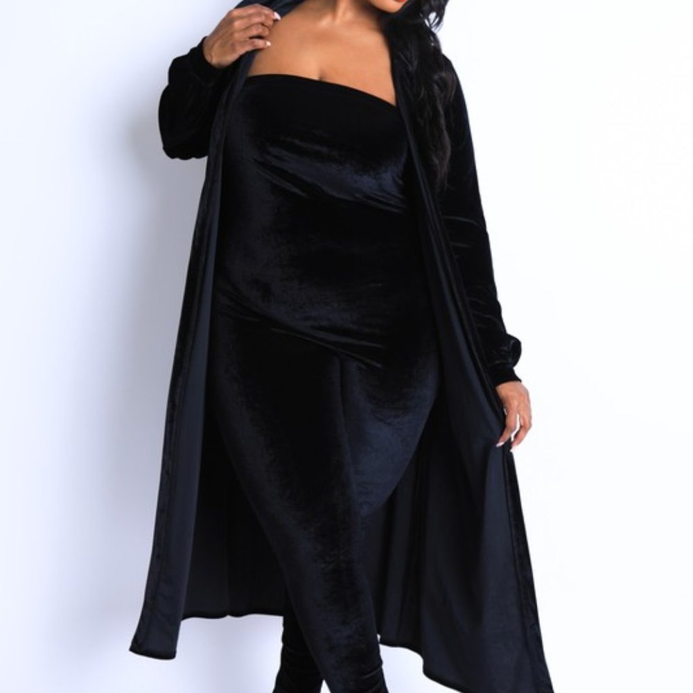 Beautiful  strapless jumpsuit with matching Cardigan Jacket. 